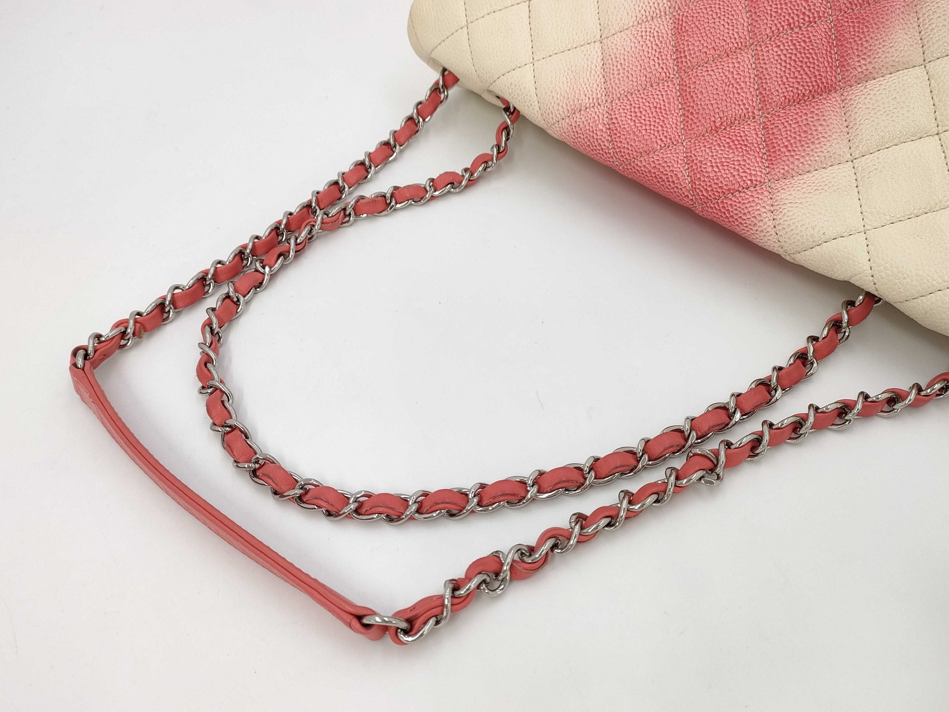 CHANEL Matelasse Caviar Skin Double Chain Shoulder Bag