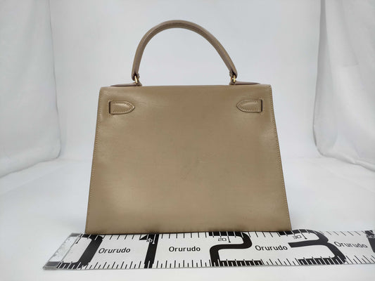 HERMES Kelly 28 Beige Handbag