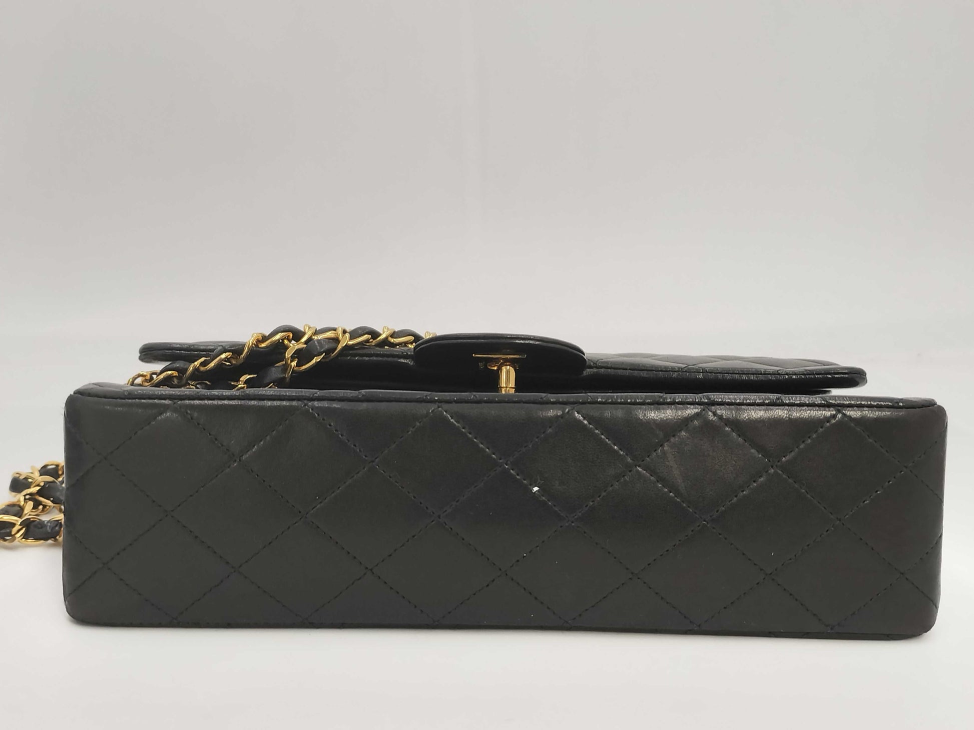 CHANEL Matelasse Black Double Flap Double Chain Shoulder Bag