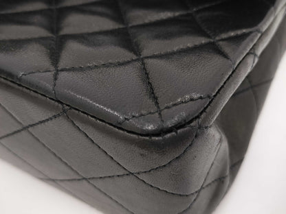 CHANEL Matelasse Black Double Flap Double Chain Shoulder Bag