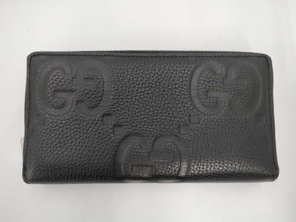 GUCCI 739484 Jumbo GG Leather Round Zip Wallet in Black, with Box and Dust Bag