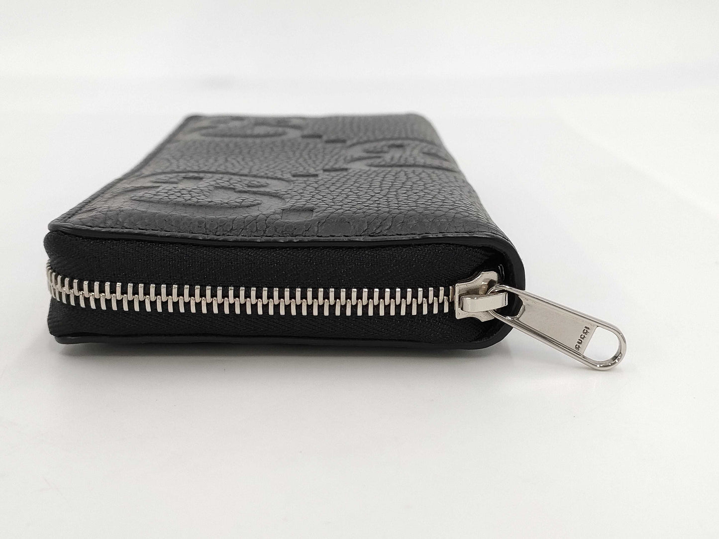 GUCCI 739484 Jumbo GG Leather Round Zip Wallet in Black, with Box and Dust Bag