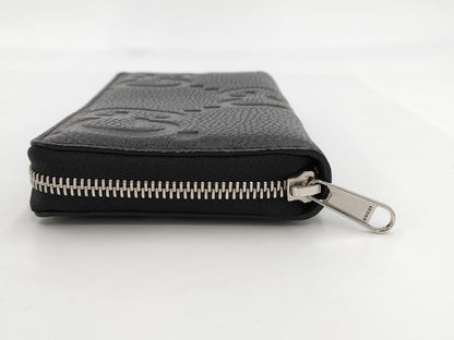 GUCCI 739484 Jumbo GG Leather Round Zip Wallet in Black, with Box and Dust Bag