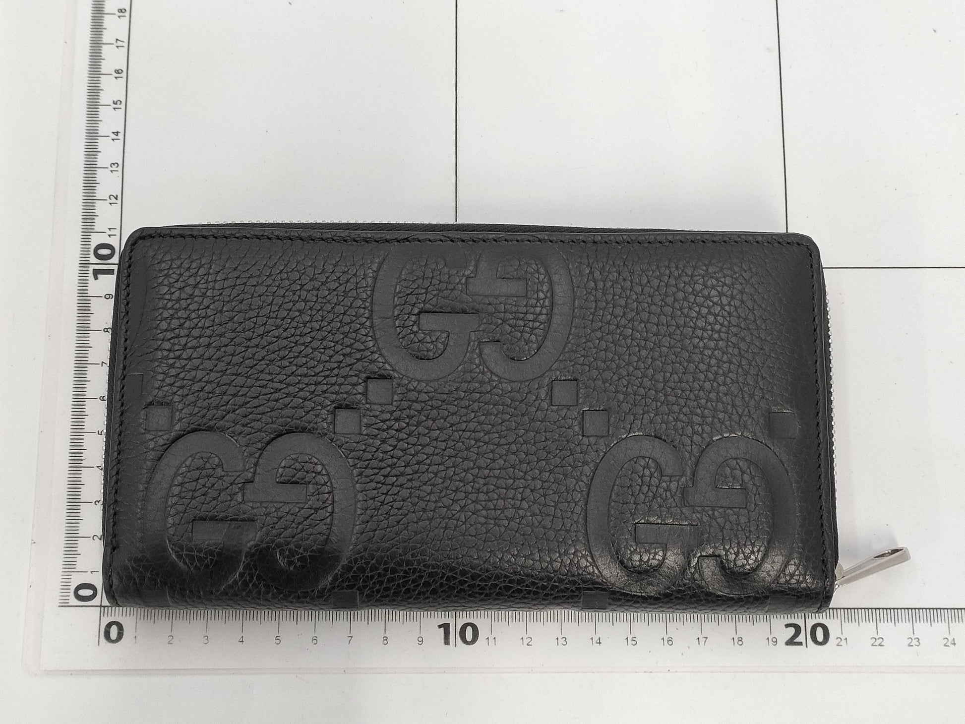 GUCCI 739484 Jumbo GG Leather Round Zip Wallet in Black, with Box and Dust Bag