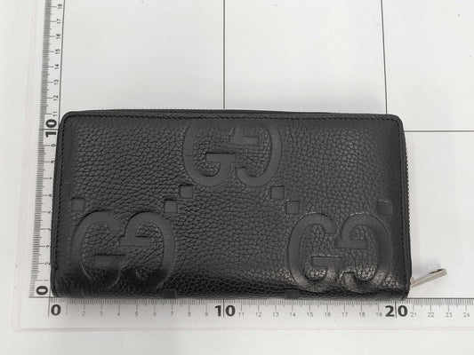 GUCCI 739484 Jumbo GG Leather Round Zip Wallet in Black, with Box and Dust Bag