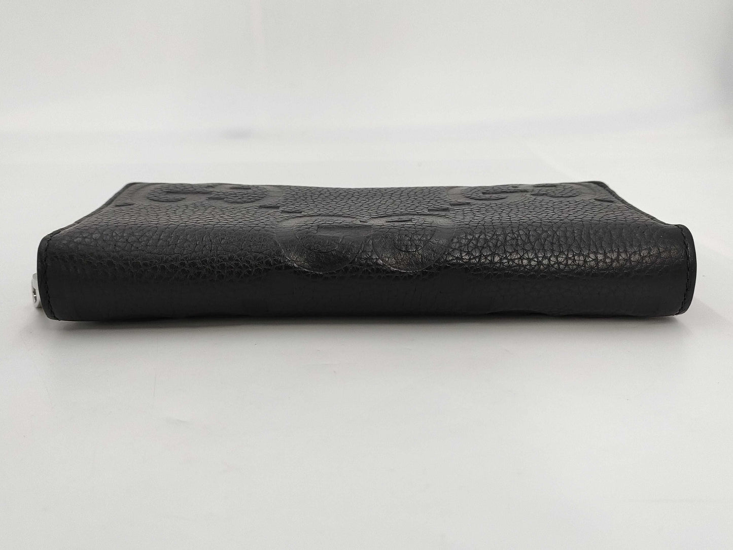 GUCCI 739484 Jumbo GG Leather Round Zip Wallet in Black, with Box and Dust Bag