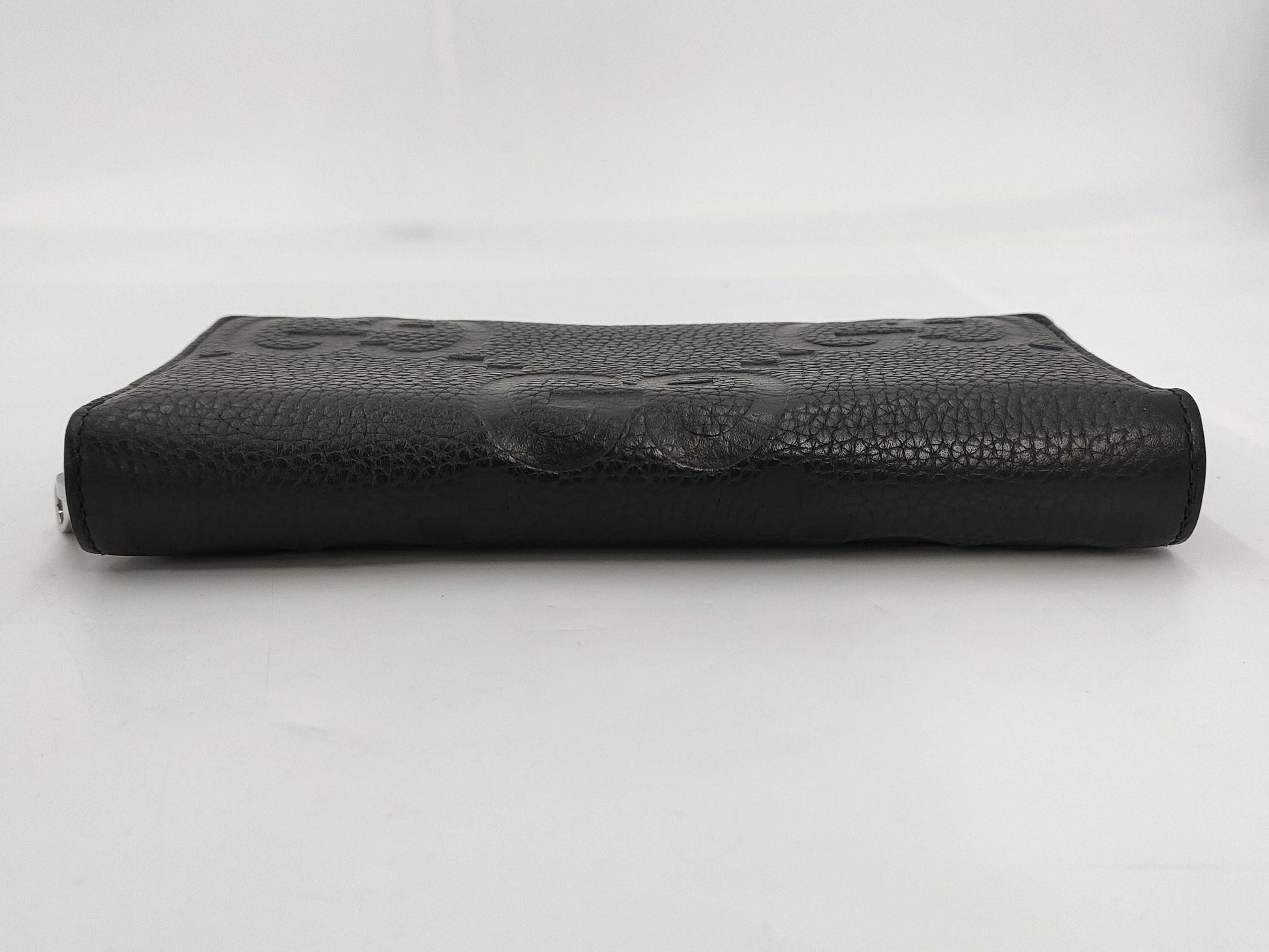 GUCCI 739484 Jumbo GG Leather Round Zip Wallet in Black, with Box and Dust Bag