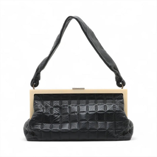 CHANEL CHANEL Chocolate Bar Lambskin Clasp Purse Leather Shoulder Bag with Serial Number Seal, Women's MMM CT51-1, Series 7, LEATHER SHOULDER