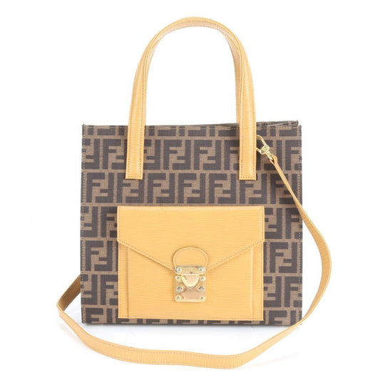 FENDI ZUCCA SHOULDER BAG CANVAS LEATHER 2-WAY SHOULDER BAG Brown Women's RRE CT43-9