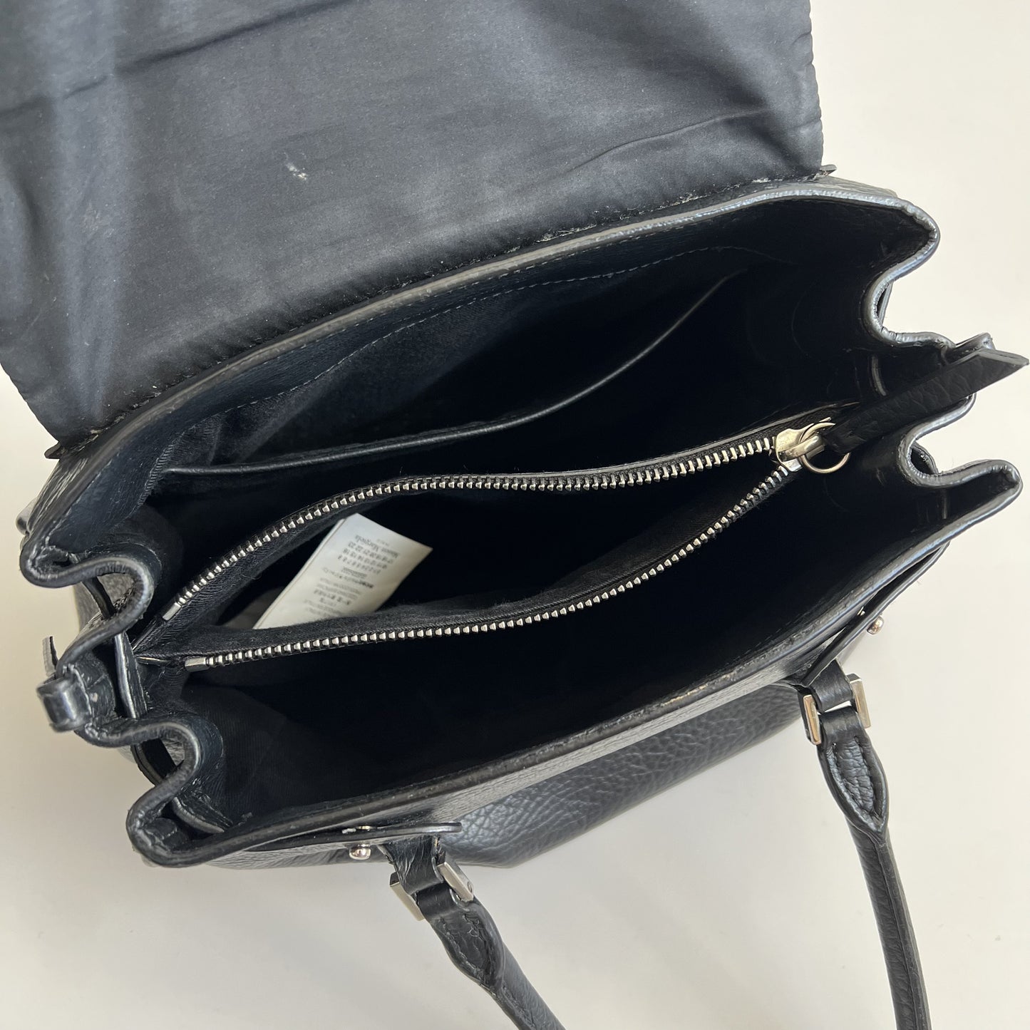 Maison Margiela 5AC Leather Handbag, Stitched Mini Boston Bag, Black