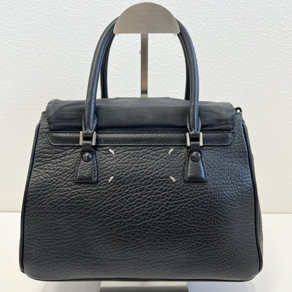 Maison Margiela 5AC Leather Handbag, Stitched Mini Boston Bag, Black