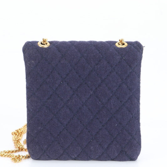 CHANEL CHANEL Mini Matelasse Gold Chain Leather 2-Way Shoulder Bag, Navy Blue, Women's VEE CT12-6 Quilted Shoulder Bag