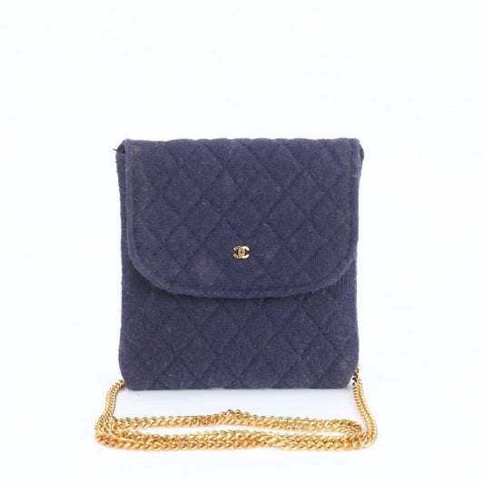 CHANEL CHANEL Mini Matelasse Gold Chain Leather 2-Way Shoulder Bag, Navy Blue, Women's VEE CT12-6 Quilted Shoulder Bag