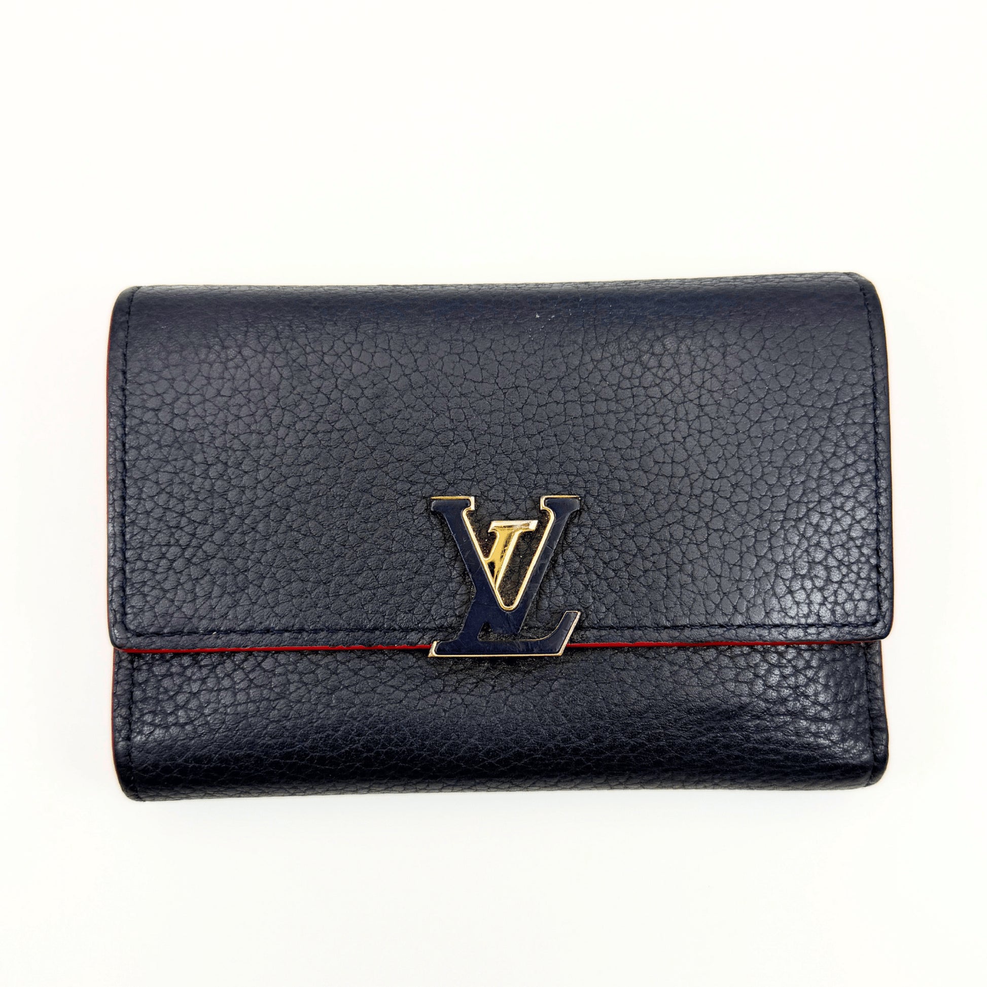 LOUIS VUITTON Capucines Compact Marine Rouge M63741 Tri-fold Wallet with Box and Dust Bag