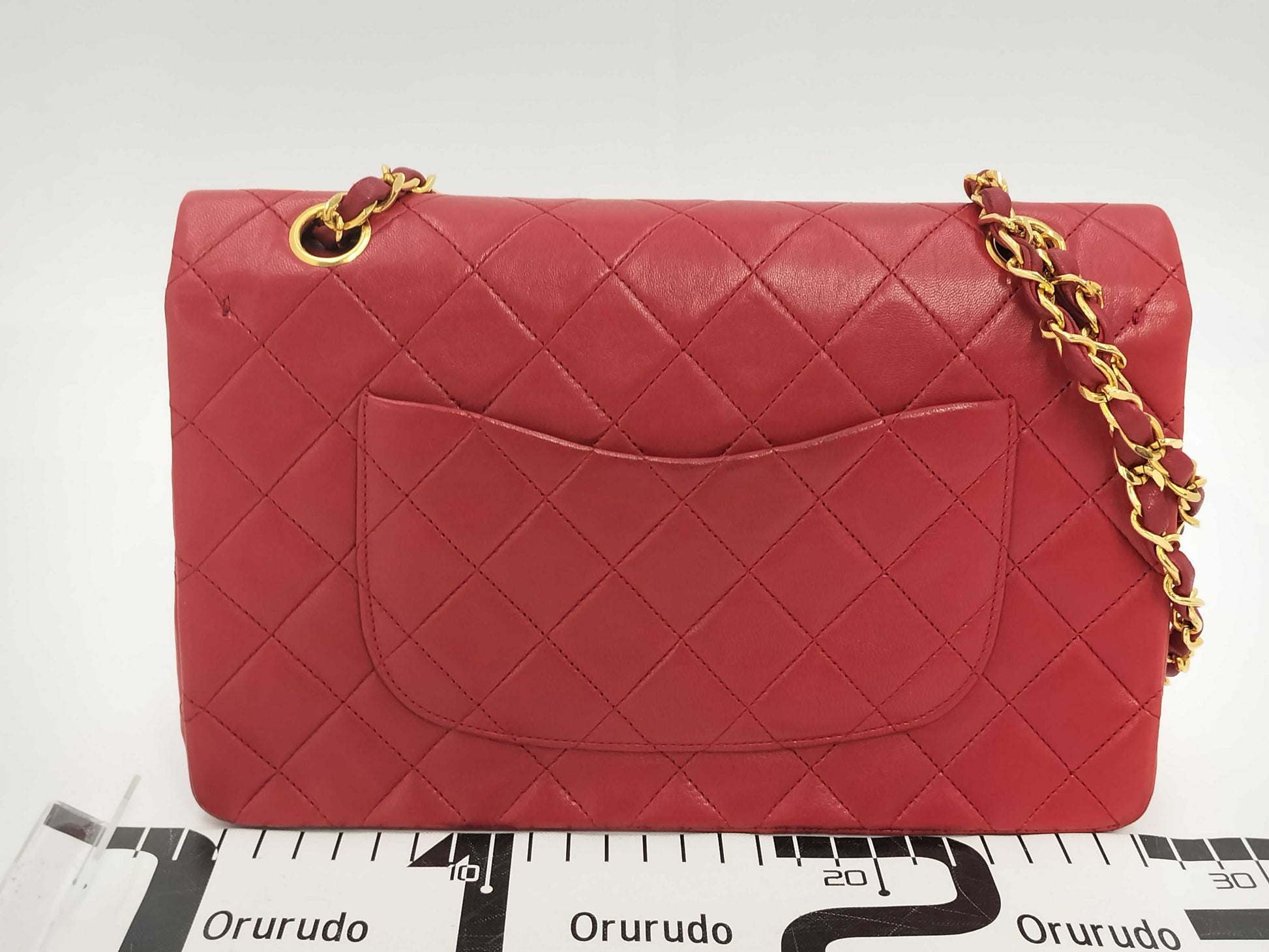 CHANEL Matelasse Double Flap Red Shoulder Bag