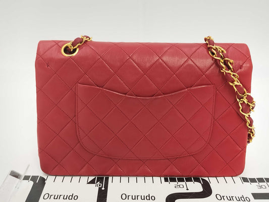 CHANEL Matelasse Double Flap Red Shoulder Bag