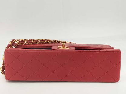 CHANEL Matelasse Double Flap Red Shoulder Bag