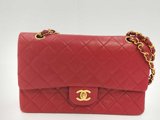CHANEL Matelasse Double Flap Red Shoulder Bag