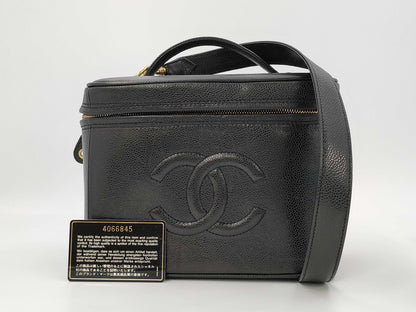 CHANEL Caviar Skin Black Vanity Bag