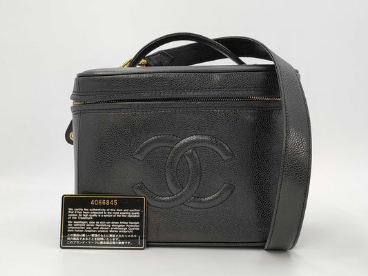 CHANEL Caviar Skin Black Vanity Bag