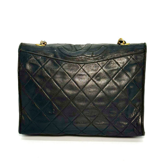 CHANEL Matelasse Coco Mark Lambskin Single Flap Chain Shoulder Bag Black 1108503 Shoulder Bag