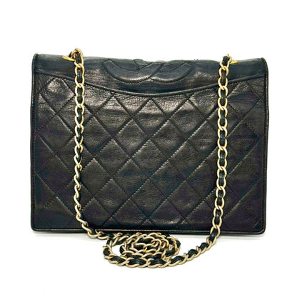 CHANEL Matelasse Coco Mark Lambskin Single Flap Chain Shoulder Bag Black 1108503 Shoulder Bag