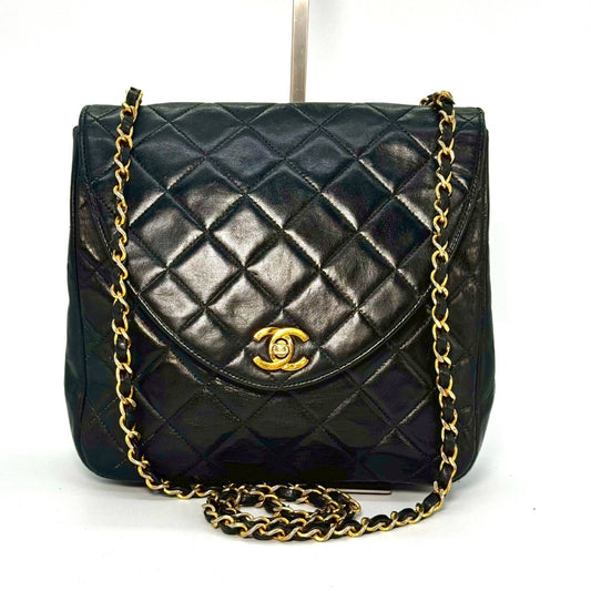 CHANEL Matelasse Lambskin Turnlock Single Flap Chain Shoulder Bag Black 400078 Shoulder Bag