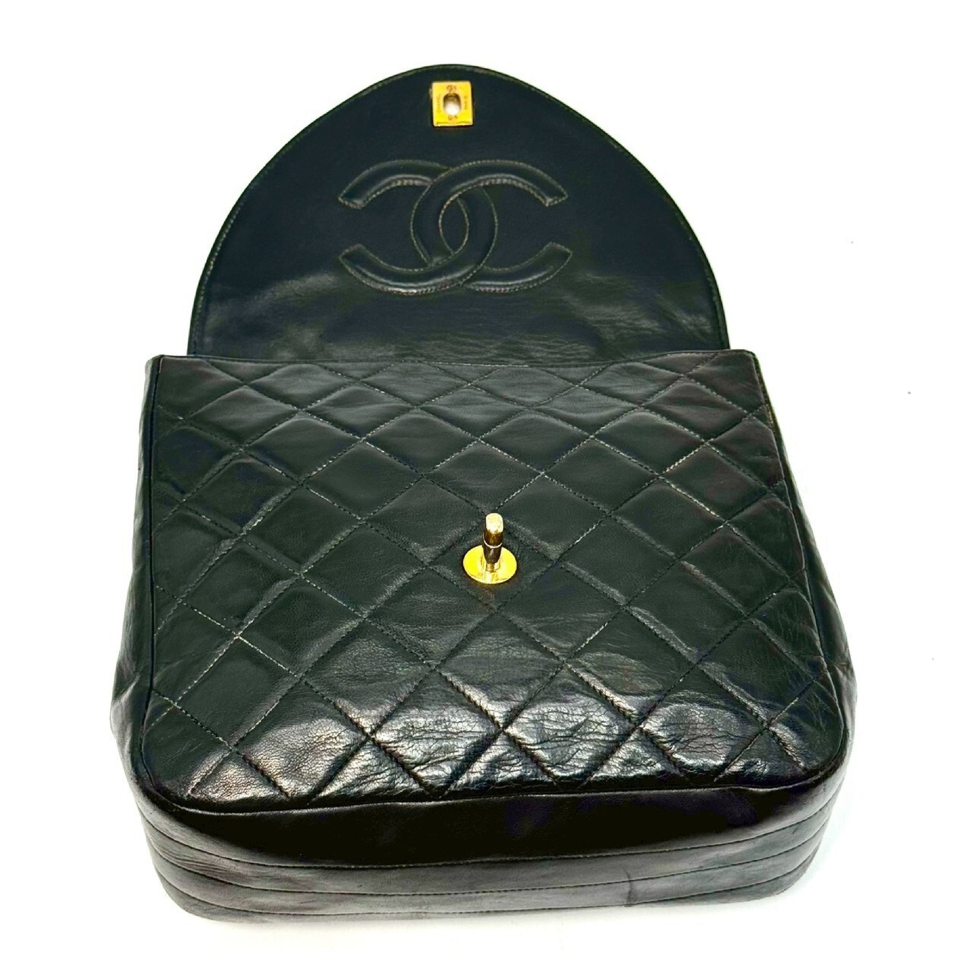 CHANEL Matelasse Lambskin Turnlock Single Flap Chain Shoulder Bag Black 400078 Shoulder Bag