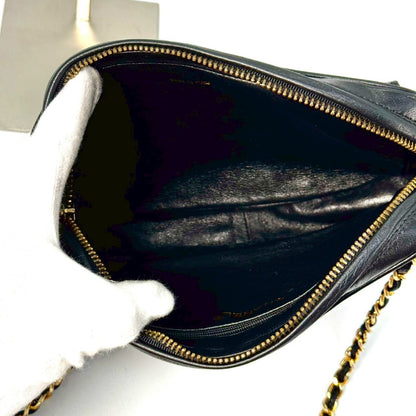 CHANEL Lambskin Coco Mark Fringed Chain Shoulder Bag Black with Guarantee Card 1547370 Shoulder Bag