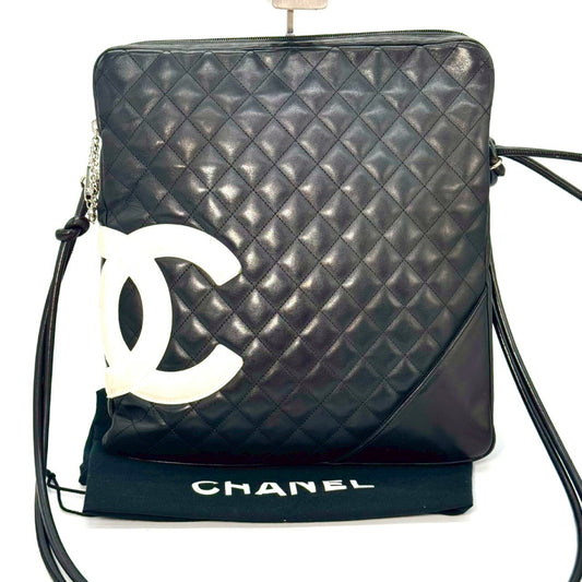 CHANEL Cambon Leather Shoulder Bag, Black, 9399307