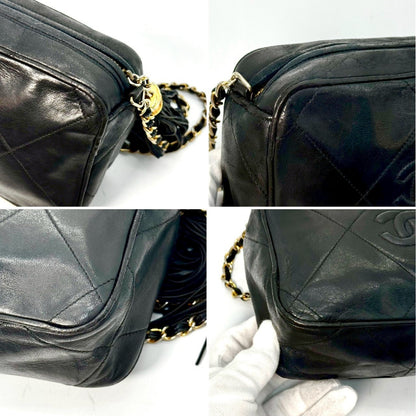 CHANEL Matelasse Lambskin Fringed Chain Shoulder Bag, Black, 0661173 Shoulder Bag