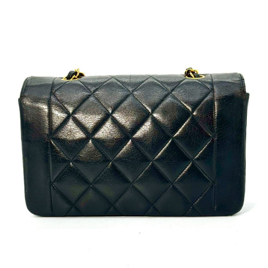 CHANEL Matelasse Diana Flap Chain Shoulder Bag, Black, with Serial Seal Remnants