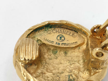 CHANEL Coco Mark Circle Gold Yg Earrings