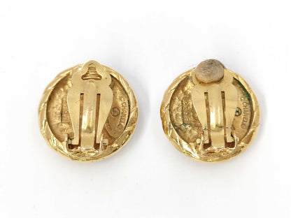 CHANEL Coco Mark Circle Gold Yg Earrings