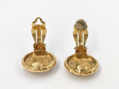 CHANEL Coco Mark Circle Gold Yg Earrings