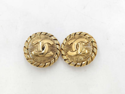 CHANEL Coco Mark Round Gold Yg Earrings