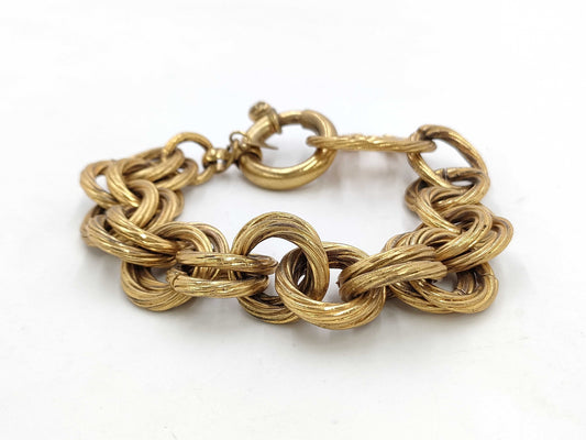 CHANEL Round Coco Double Ring Vintage Gold BL Bracelet/Bangle