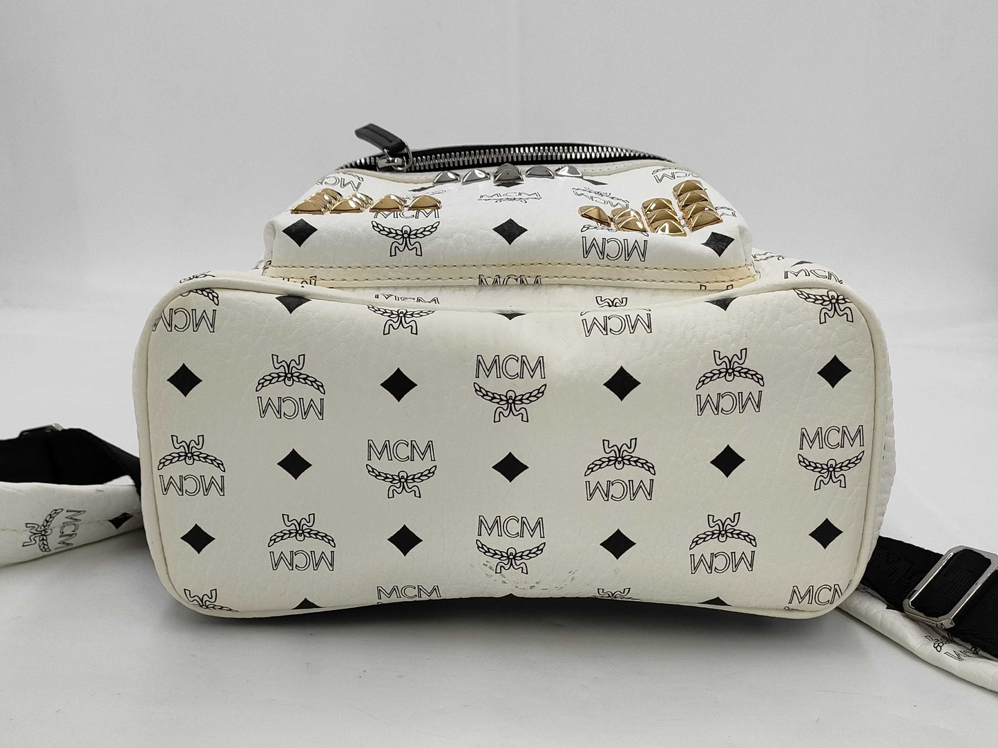 MCM Starkback Backpack, Small, Leather, White, MMK5AVE19WT001