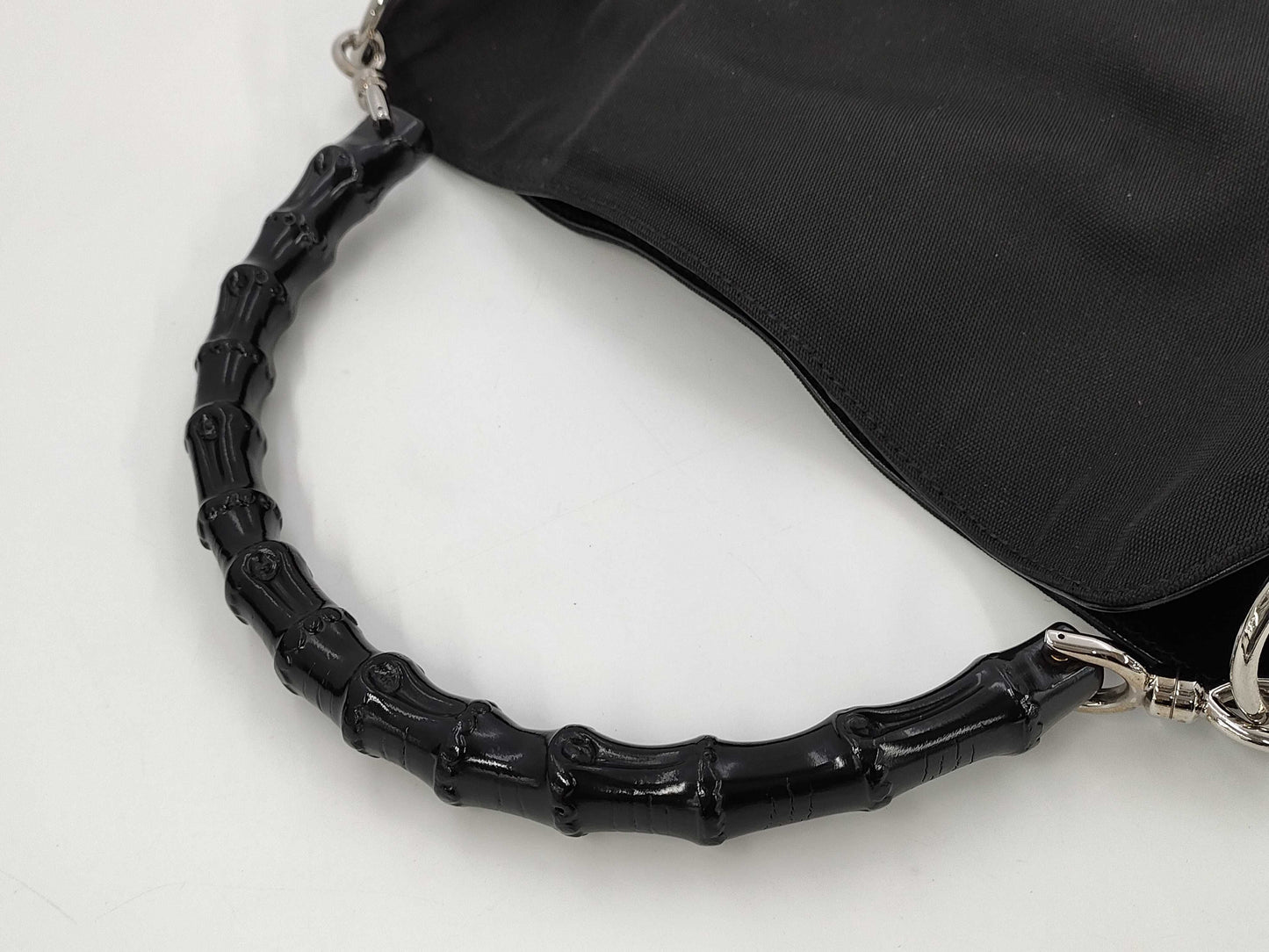 GUCCI Bamboo 2-way Bag, Nylon, Black, 001/1638 Handbag