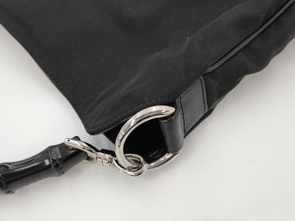 GUCCI Bamboo 2-way Bag, Nylon, Black, 001/1638 Handbag