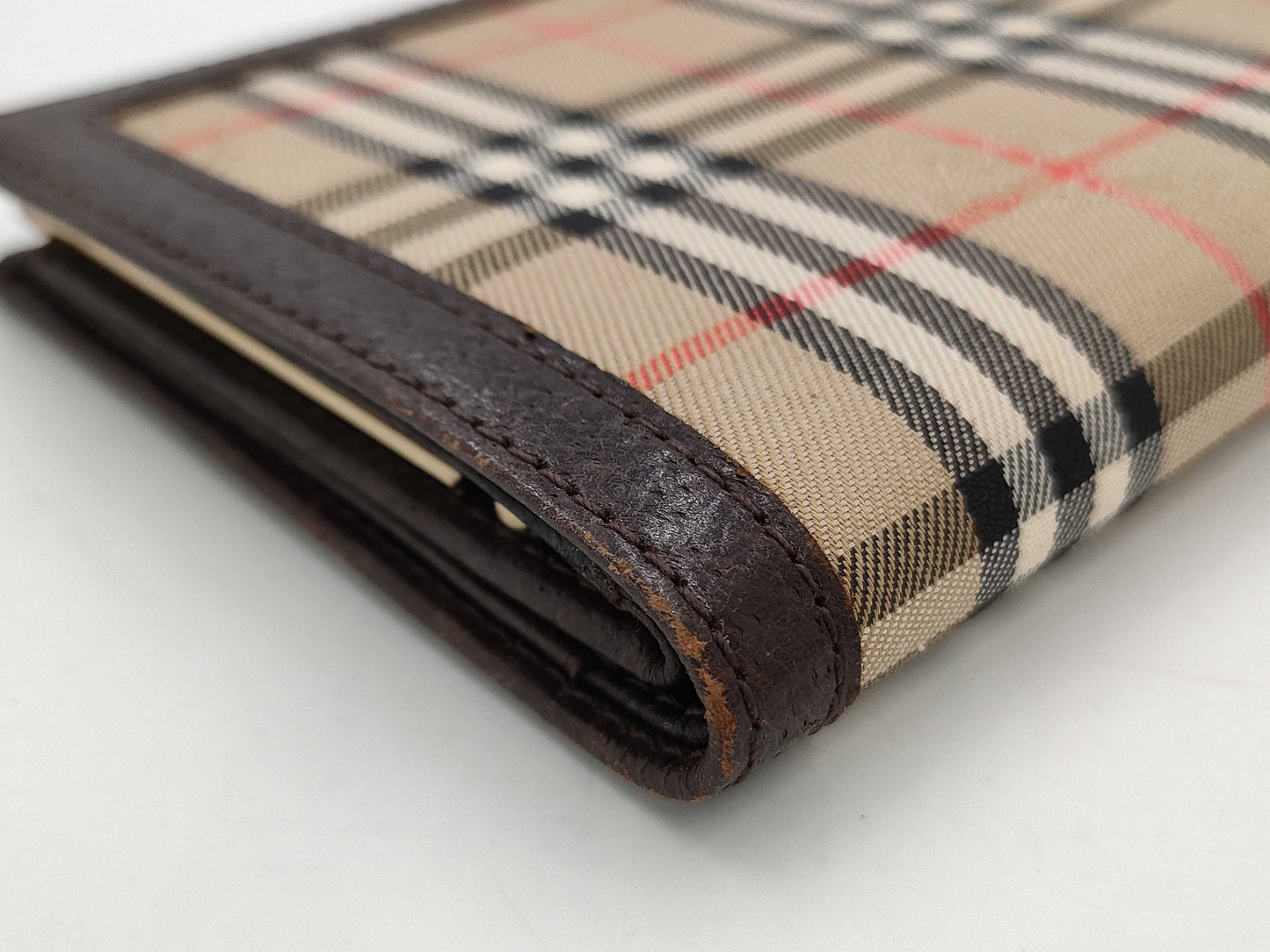 Burberrys Bi-fold Wallet with Clasp Closure, Canvas, Brown Check