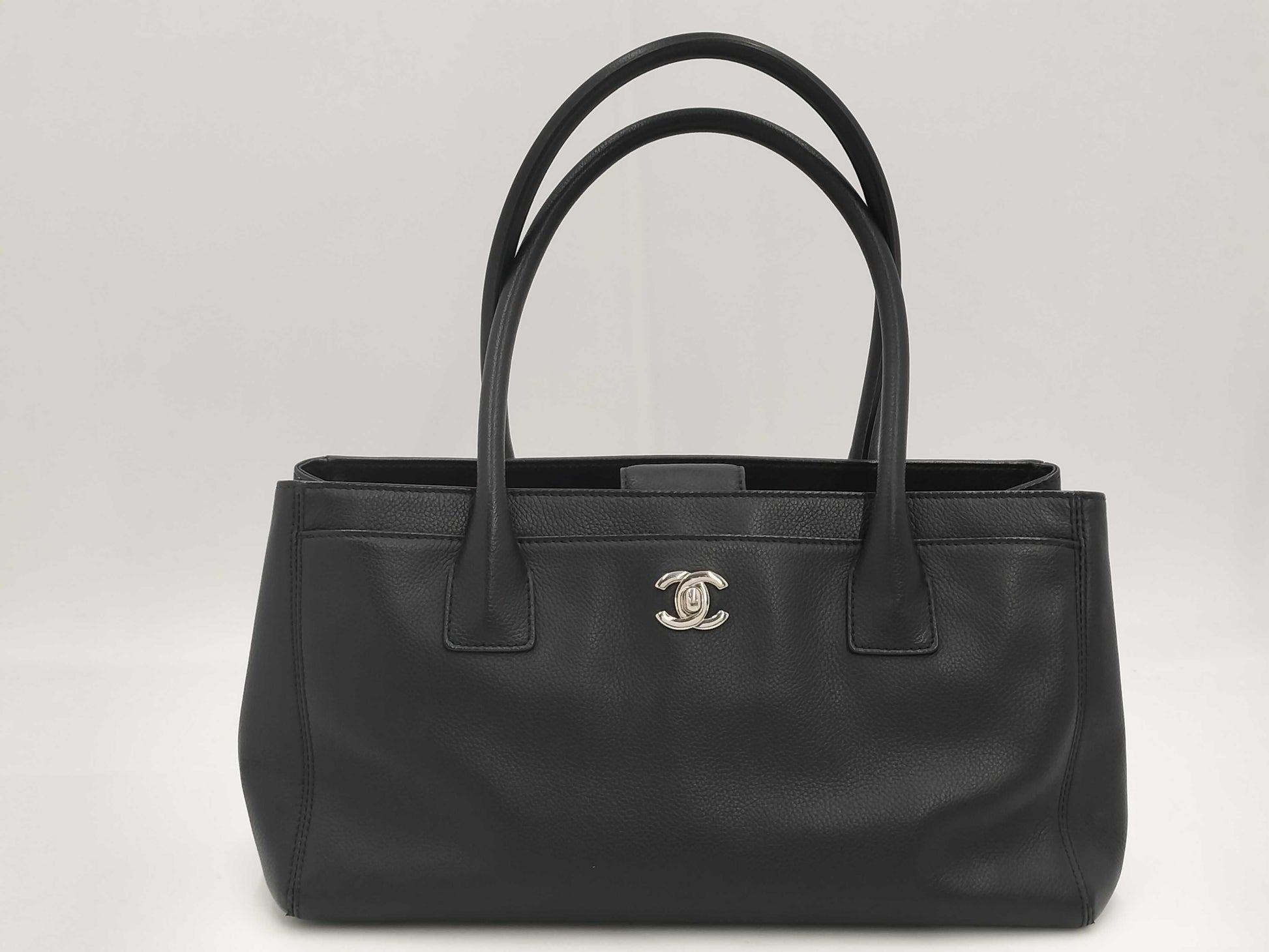 CHANEL Executive Turnlock Coco Mark Tote Bag, Black Leather, 18th Series [Sealed]
