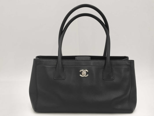 CHANEL Executive Turnlock Coco Mark Tote Bag, Black Leather, 18th Series [Sealed]