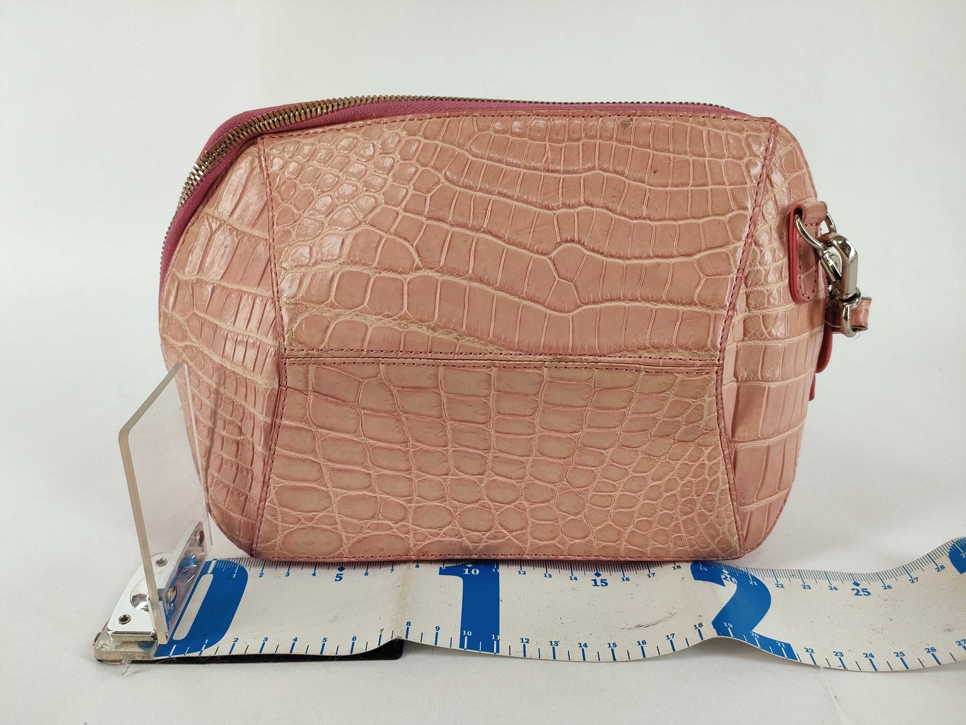 Matte Crocodile Shoulder Bag, Baby Pink
