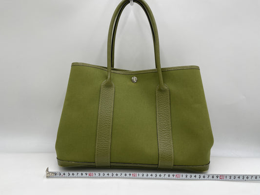 HERMES Garden Party □J Green Tote Bag