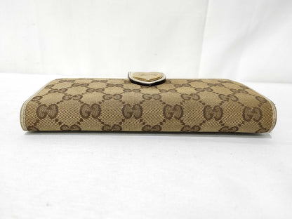 GUCCI GG Canvas Long Wallet with Heart Pattern