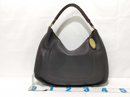 FENDI Celeria Leather Shoulder Bag Brown Shoulder Bag
