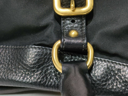 PRADA Nylon SG-Prada Nylon & Leather 2 Way Handbag Black BN2032 Handbag