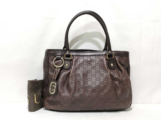 GUCCI SG-Gucci Guccissima Sukey Leather Tote bag Brown 296835 Handbag