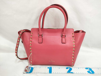 VALENTINO SG - Valentino Rockstud Leather 2-Way Handbag in Red Shoulder Bag